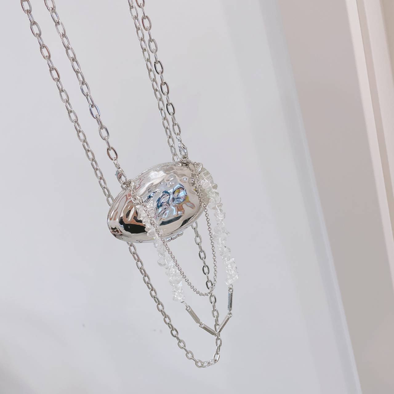 Shell Bag With Silver Metal Accessories