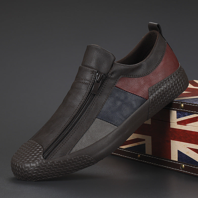 Autumn Men's New Trendy All-match Casual Shoes Flat Zipper Shoes