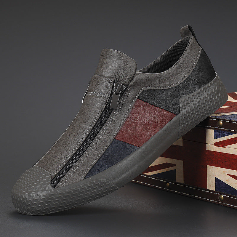 Autumn Men's New Trendy All-match Casual Shoes Flat Zipper Shoes