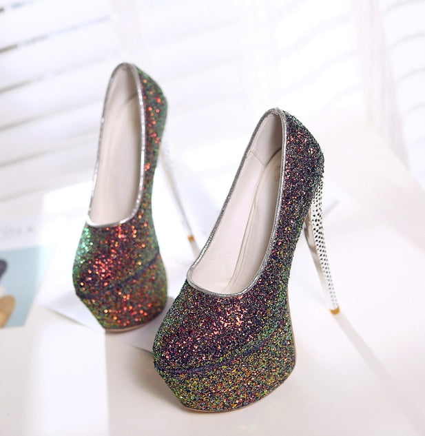 16CM Hate Tiangao Nightclub Stiletto All-match Night Pu High Heels