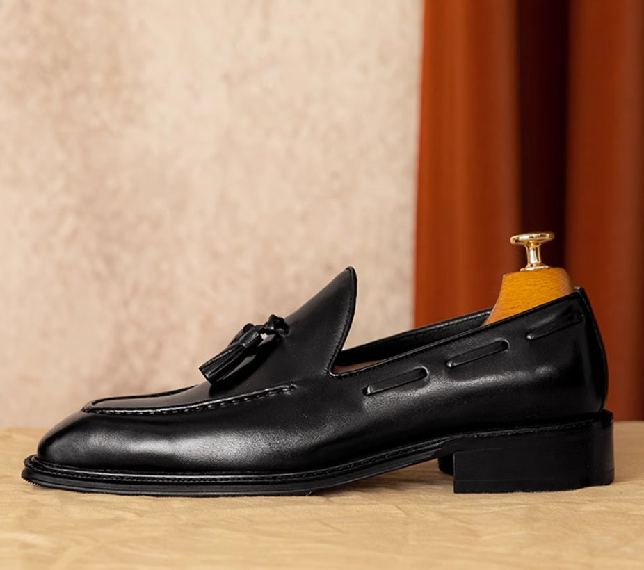 Men's Commuter's All-matching Fringed Leather Shoes Genuine Leather All-match Slip-on Loafers