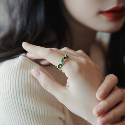 New Emerald Zircon Ring For Women