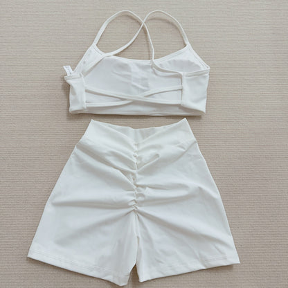 Deep V-shaped Wrinkled Butt Hip Yoga Shorts Sports Fitness