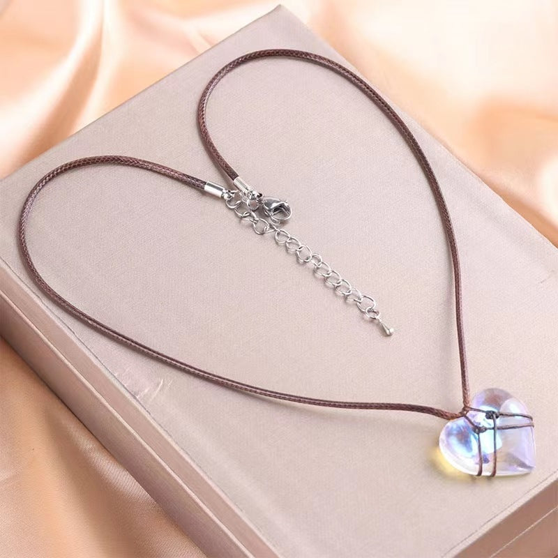 Natural Crystal Heart-shaped Choker Couple Girlfriends Accessories