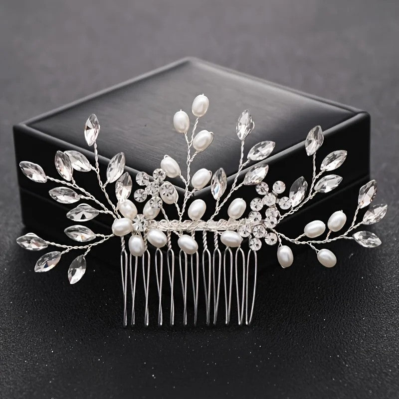 Handmade Pearl Crystal Hair Comb Simple Accessories