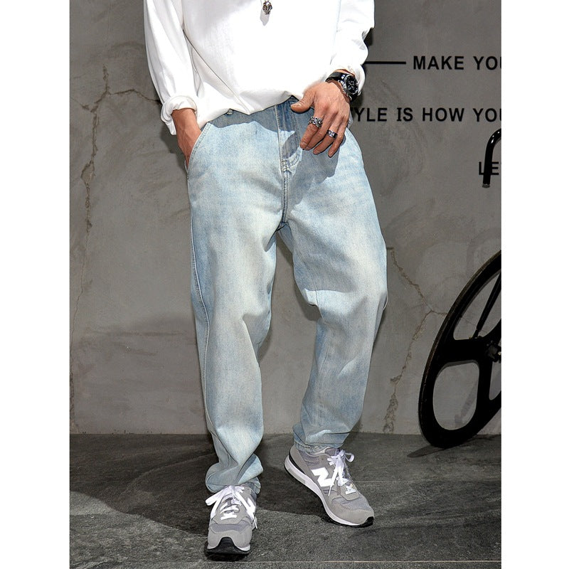 Fashionable All-match Light Blue Jeans For Men