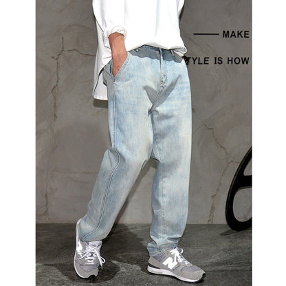 Fashionable All-match Light Blue Jeans For Men