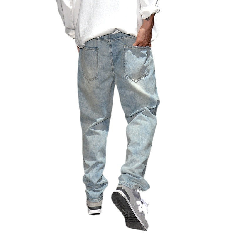 Fashionable All-match Light Blue Jeans For Men