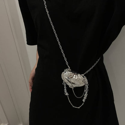 Shell Bag With Silver Metal Accessories