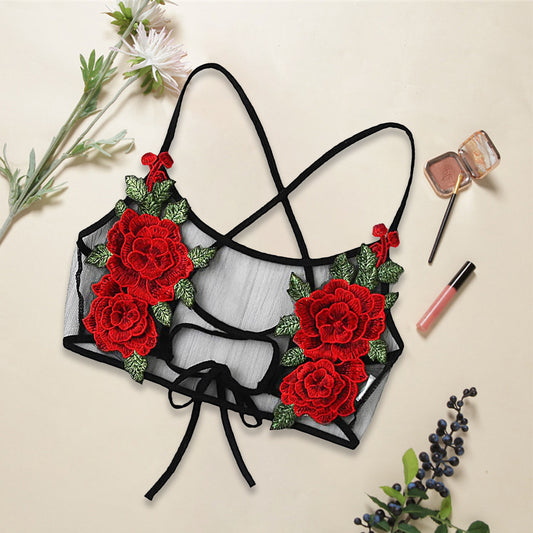 Three-Point Slim Padded Lace Bra Set Women
